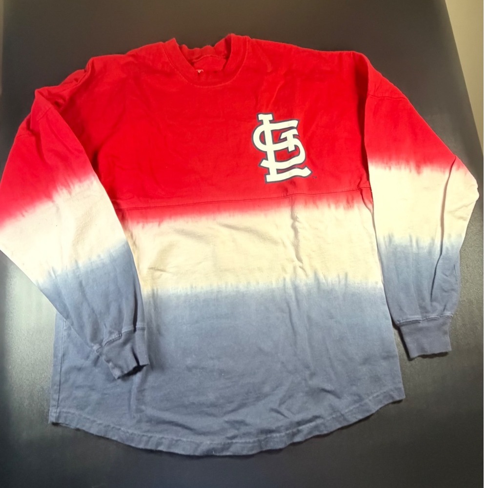 Fanatics St Louis Cardinals Womens Spirit Jersey Ombre Red White Blue Medium K16